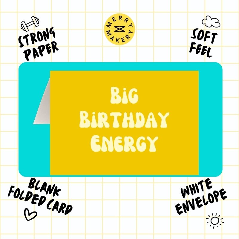 big birthday energy unique greeting card | sunflower yellow retro design | happy birthday bday