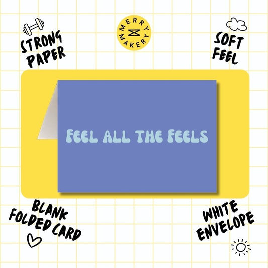 feel all the feels unique greeting card |  navy retro design | sympathy | support