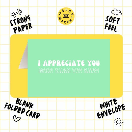 i appreciate you more than you know mint unique greeting card | mint green retro design | thank you