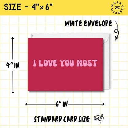i love you most unique greeting card | cherry red retro design | love | friendship
