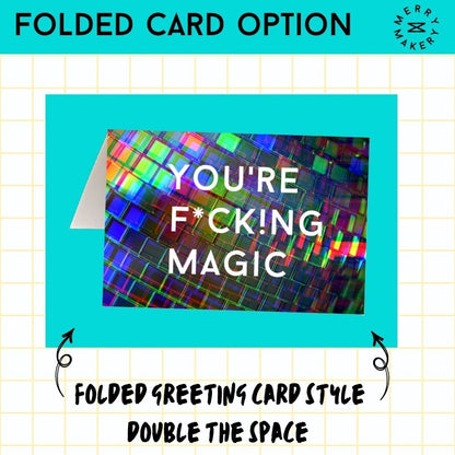you're fucking magic unique greeting card | trippy disco ball design | blank card with bright envelope | thank you | birthday | love