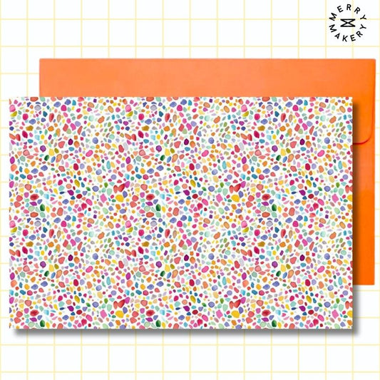 watercolor confetti dots unique greeting card | blank notecard with bright envelope | any occasion stationery