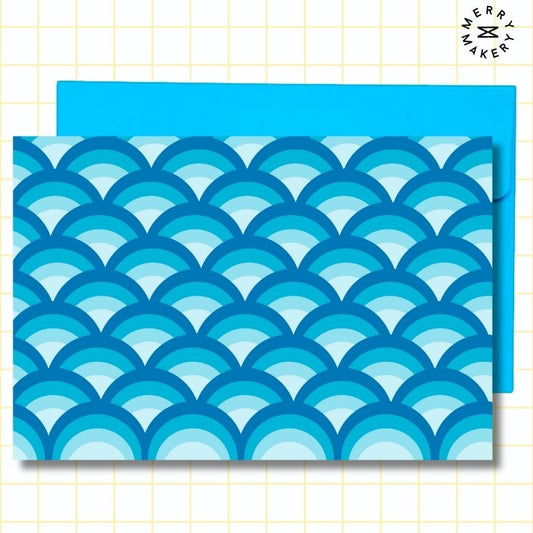 geometric arches blue unique greeting card | blank notecard with bright envelope | any occasion stationery