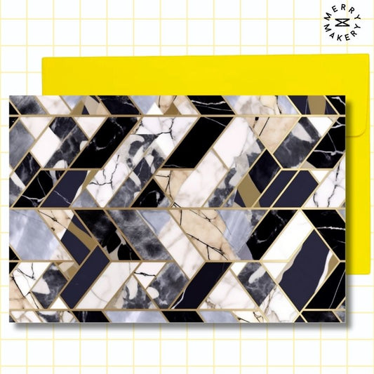 geometric marble art deco unique greeting card | blank notecard with bright envelope | any occasion stationery