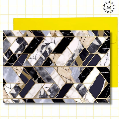geometric marble art deco unique greeting card | blank notecard with bright envelope | any occasion stationery