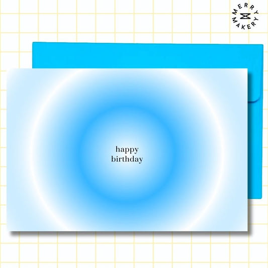 happy birthday unique greeting card | blue aura design | blank notecard with bright envelope | birthday