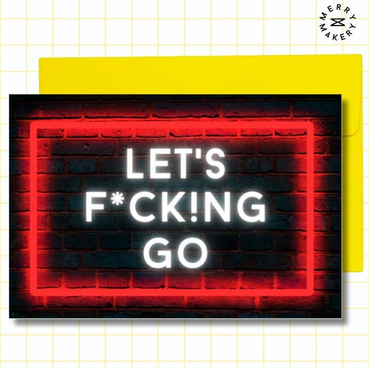 let's fucking go unique greeting card | red brick design | blank notecard with bright envelope | birthday | encouragement | inspirational