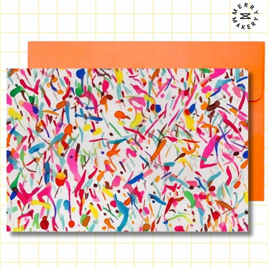 paint splatter confetti unique greeting card | blank notecard with bright envelope | any occasion stationery