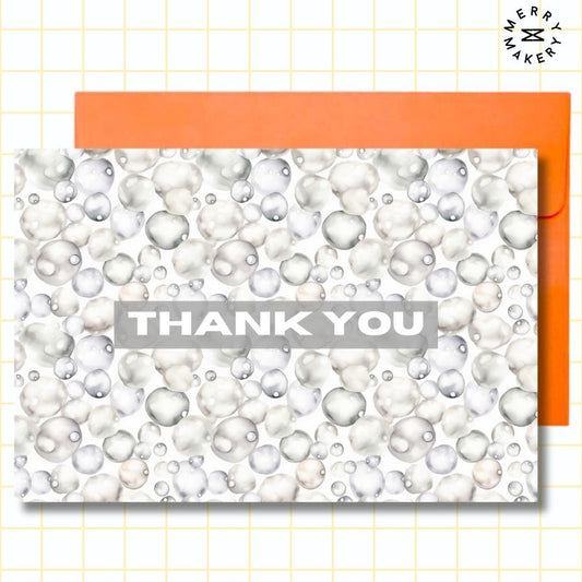 thank you unique greeting card | watercolor pearls design | blank notecard with bright envelope | thank you | appreciation