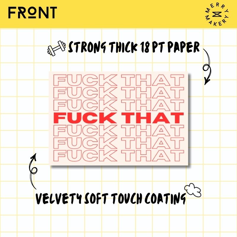 fuck that unique funny greeting card | red repeating design | blank notecard with bright envelope | encouragement | inspirational