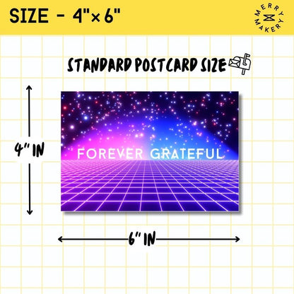 forever grateful unique greeting card | pink purple galaxy design | blank notecard with bright envelope | thank you | anniversary | appreciation