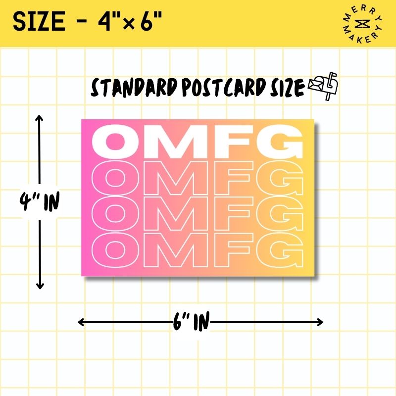 omfg unique greeting card | pink yellow gradient repeating design | blank notecard with bright envelope | thank you | love | congratulations