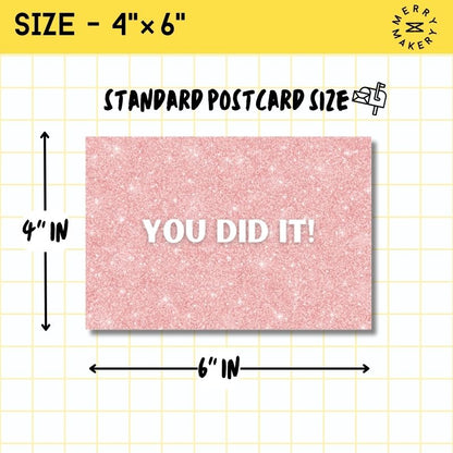 you did it unique greeting card | pink sparkly glitter design | blank notecard with bright envelope | wedding | congratulations | baby