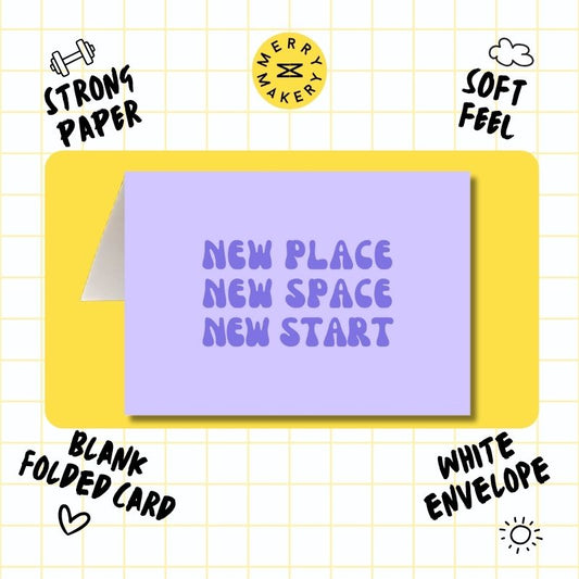 new place new space new start unique greeting card | lavender purple retro design | housewarming