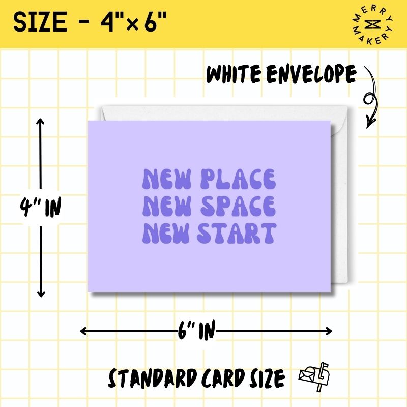 new place new space new start unique greeting card | lavender purple retro design | housewarming