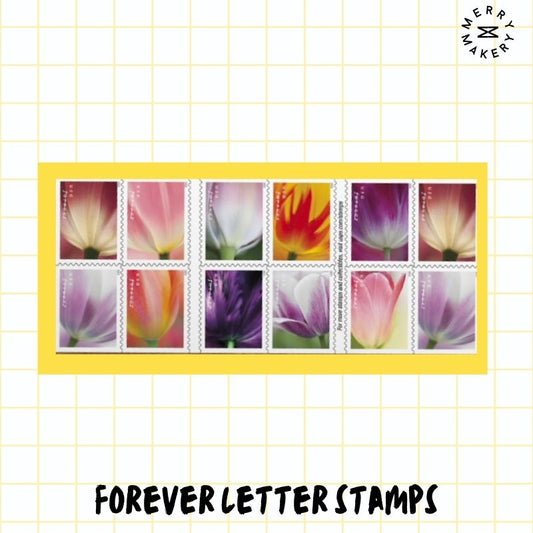 tulip blossoms flower forever letter stamps | sheet of 20 stamps | floral blooms petals | unique first class postage
