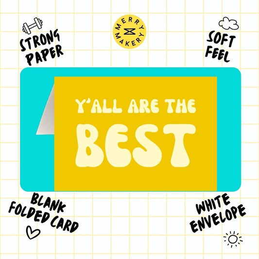 y'all are the best unique greeting card | sunflower yellow retro design | thank you